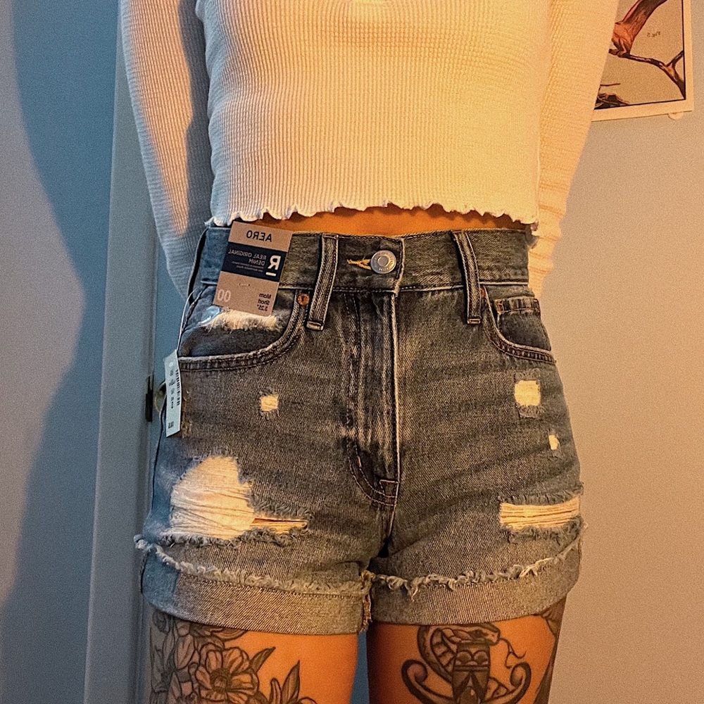 Distressed Denim Shorts